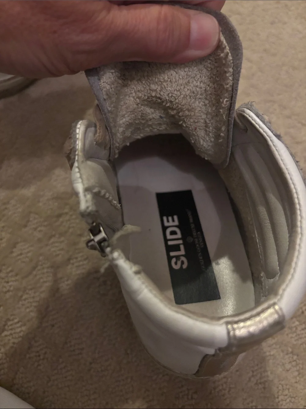 Golden Goose GGDB-Slide High-Top Sneakers in White and Gold